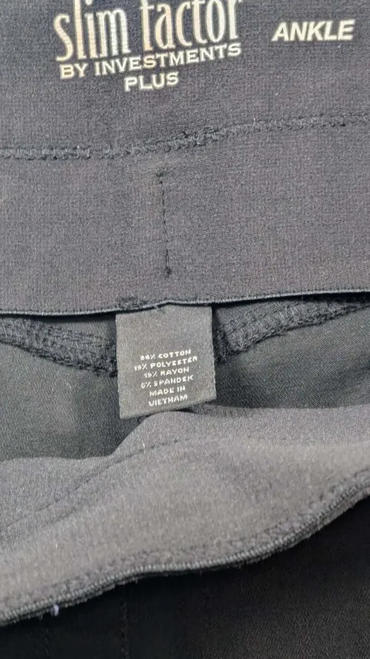Slim Factor by Investments Plus 1X Ankle Black Jeans